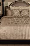 Buy_Diva Riche_Beige Washable Silk Thread Rosenthaal Geometric Pattern Bedding Set _at_Aza_Fashions