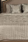 Buy_Diva Riche_Grey Washable Silk Thread Rosenthaal Geometric Embroidered Bedding Set _at_Aza_Fashions