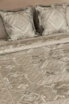 Shop_Diva Riche_Grey Washable Silk Thread Rosenthaal Geometric Embroidered Bedding Set _Online_at_Aza_Fashions