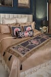 Buy_Diva Riche_Black Washable Silk Floral Paisley Lace Embellished Bedding Set _at_Aza_Fashions