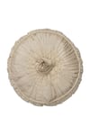 Buy_Diva Riche_Cream Washable Silk Floral Lace Accent Round Shaped Cushion Cover _at_Aza_Fashions