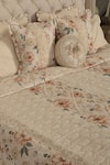 Diva Riche_Gold Cotton Rose Print Bedding Set _at_Aza_Fashions