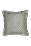 Buy_Diva Riche_Green Washable Silk Lattice Quilted Cushion Cover _at_Aza_Fashions