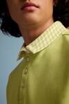 MUVAZO_Green Interlock Textured Kiwi Kiss Pattern Polo T Shirt  _Online_at_Aza_Fashions