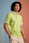 Buy_MUVAZO_Green Interlock Textured Kiwi Kiss Pattern Polo T Shirt  _Online_at_Aza_Fashions