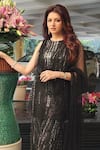 Shop_Nirmooha_Black Lurex Embroidery Sequins Round Closed Hand Kurta And Sharara Set _Online_at_Aza_Fashions