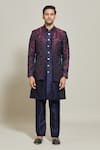 Buy_Aryavir Malhotra_Maroon Jacket Jacquard Woven Floral Abstract Kurta Set_Online_at_Aza_Fashions