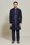 Buy_Arihant Rai Sinha_Blue Velvet, Silk Embroidery Jacket Pant Set _Online_at_Aza_Fashions