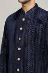 Shop_Arihant Rai Sinha_Blue Velvet, Silk Embroidery Jacket Pant Set _Online_at_Aza_Fashions