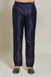 Arihant Rai Sinha_Blue Velvet, Silk Embroidery Jacket Pant Set _at_Aza_Fashions