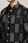 Buy_Aryavir Malhotra_Black Jacket Velvet Embroidered Sequin Geometric Pattern Kurta Set _Online_at_Aza_Fashions