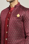 Aryavir Malhotra_Maroon Jacket Jacquard Woven Geometric Floral Pattern Pant Set _at_Aza_Fashions