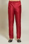 Buy_Aryavir Malhotra_Maroon Jacket Jacquard Woven Geometric Floral Pattern Pant Set 