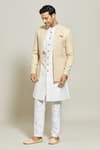 Buy_Aryavir Malhotra_Gold Silk Embroidered Sequin Jacket Kurta Set_at_Aza_Fashions