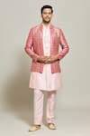 Buy_Aryavir Malhotra_Pink Silk Embroidered Zari Floral Pattern Jacket Pant Set _at_Aza_Fashions