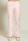 Buy_Aryavir Malhotra_Pink Jacket Jacquard Woven Floral Stripe Pattern Kurta Set_Online_at_Aza_Fashions