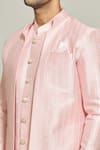 Buy_Aryavir Malhotra_Pink Jacket Jacquard Woven Floral Stripe Pattern Kurta Set