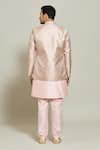 Shop_Aryavir Malhotra_Pink Jacket Jacquard Woven Floral Pattern Kurta Set_at_Aza_Fashions