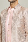 Buy_Aryavir Malhotra_Pink Jacket Jacquard Woven Floral Pattern Kurta Set