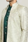 Aryavir Malhotra_Green Jacket Jacquard Woven Floral Pattern Pant Set _at_Aza_Fashions