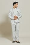 Buy_Aryavir Malhotra_Grey Terry Rayon Asymmetric Button Down Bandhgala And Trouser Set _at_Aza_Fashions