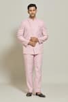 Buy_Aryavir Malhotra_Pink Terry Rayon Button Down Solid Bandhgala And Trouser Set _Online_at_Aza_Fashions