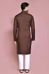 Shop_Aryavir Malhotra_Brown Rayon Solid Straight Kurta With Pyjama _at_Aza_Fashions