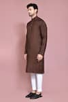 Aryavir Malhotra_Brown Rayon Solid Straight Kurta With Pyjama _at_Aza_Fashions