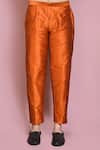 Aryavir Malhotra_Orange Raw Silk Solid Straight Kurta And Pyjama Set_Online_at_Aza_Fashions