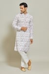 Buy_Arihant Rai Sinha_Multi Color Kurta Cotton Printed Geometric Embroidered And Aligadi Pant Set _Online_at_Aza_Fashions