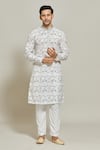 Buy_Arihant Rai Sinha_Multi Color Cotton Embroidered Sequin Printed Thread Work Kurta _at_Aza_Fashions