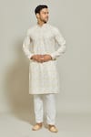 Buy_Arihant Rai Sinha_Yellow Cotton Embroidered Sequin Printed Kurta _Online_at_Aza_Fashions