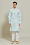 Arihant Rai Sinha Blue Cotton, Silk Sequins Straight Embroidered Kurta And Aligadi Pant Set Online at Aza Fashions Arihant Rai Sinha_Blue Cotton, Silk Sequins Straight Embroidered Kurta And Aligadi Pant Set _Online_at_Aza_Fashions