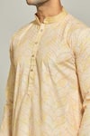 Shop_Arihant Rai Sinha_Yellow Kurta Cotton Printed Thread Abstract And Sequin Work & Aligadi Pant Set _Online_at_Aza_Fashions