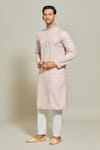 Buy_Arihant Rai Sinha_Peach Cotton, Silk Embroidery Thread Kurta And Aligadi Pant Set _Online_at_Aza_Fashions