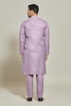 Shop_Arihant Rai Sinha_Purple Premium Linen Cotton Plain Embroidered Placket Kurta And Aligadi Pant Set _at_Aza_Fashions