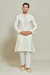 Buy_Arihant Rai Sinha_Cream Premium Linen Cotton Plain Solid Straight Kurta _at_Aza_Fashions