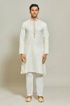 Arihant Rai Sinha_Cream Premium Linen Cotton Plain Solid Straight Kurta _Online_at_Aza_Fashions