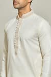 Shop_Arihant Rai Sinha_Cream Premium Linen Cotton Plain Solid Straight Kurta _Online_at_Aza_Fashions