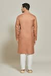 Shop_Arihant Rai Sinha_Brown Kurta Premium Linen Embroidered Placket And Collar With Aligadi Pant _at_Aza_Fashions