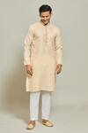 Buy_Arihant Rai Sinha_Beige Kurta Premium Linen Cotton Plain Straight And Aligadi Pant Set_Online_at_Aza_Fashions