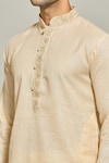 Shop_Arihant Rai Sinha_Beige Kurta Premium Linen Cotton Plain Straight And Aligadi Pant Set_Online_at_Aza_Fashions