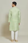 Shop_Arihant Rai Sinha_Green Kurta Premium Linen Cotton Plain Band Collar And Aligadi Pant Set _at_Aza_Fashions