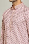 Shop_Arihant Rai Sinha_Pink Kurta  Aligadhi Pant Art Silk Print Sheesh Jaal Set _Online_at_Aza_Fashions