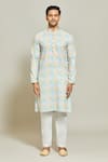 Buy_Arihant Rai Sinha_Multi Color Kurta  Aligadhi Pant Art Silk Print Ripple Quad Set _Online_at_Aza_Fashions