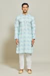 Buy_Arihant Rai Sinha_Green Kurta  Aligadhi Pant Art Silk Print Ripple Quad Jaal Set _Online_at_Aza_Fashions