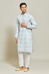 Shop_Arihant Rai Sinha_Green Kurta  Aligadhi Pant Art Silk Print Ripple Dream Set _Online_at_Aza_Fashions