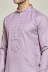 Shop_Arihant Rai Sinha_Purple Premium Linen Cotton Pintux Yoke Kurta Set _Online_at_Aza_Fashions