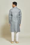 Shop_Arihant Rai Sinha_Grey Kurta Premium Linen  Pant Art Silk Pintux Yoke Plain Set _at_Aza_Fashions