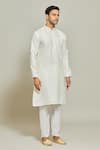 Buy_Arihant Rai Sinha_Cream Kurta Premium Linen  Pant Art Silk Pintux Stripe Set _Online_at_Aza_Fashions